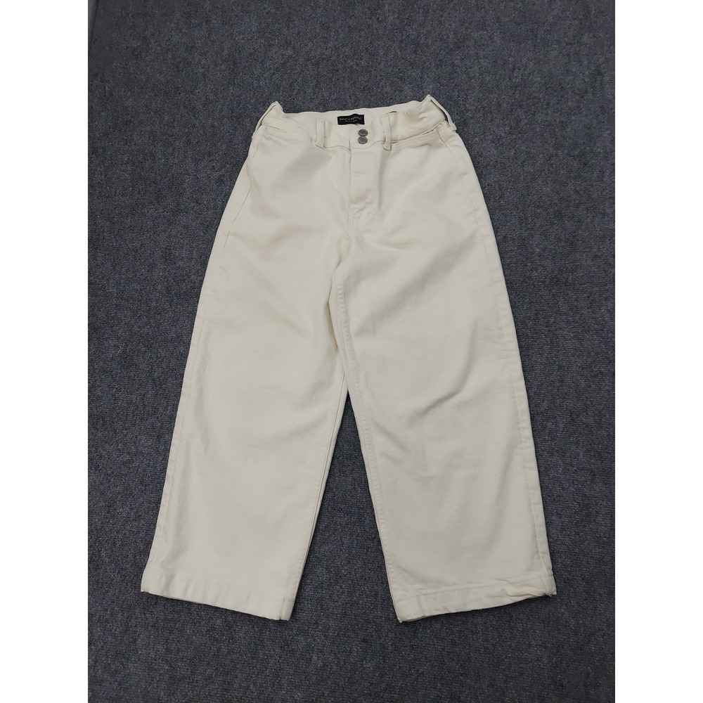 Banana Republic Jeans Womens 29 White High Rise Wide Leg Crop Premium Denim